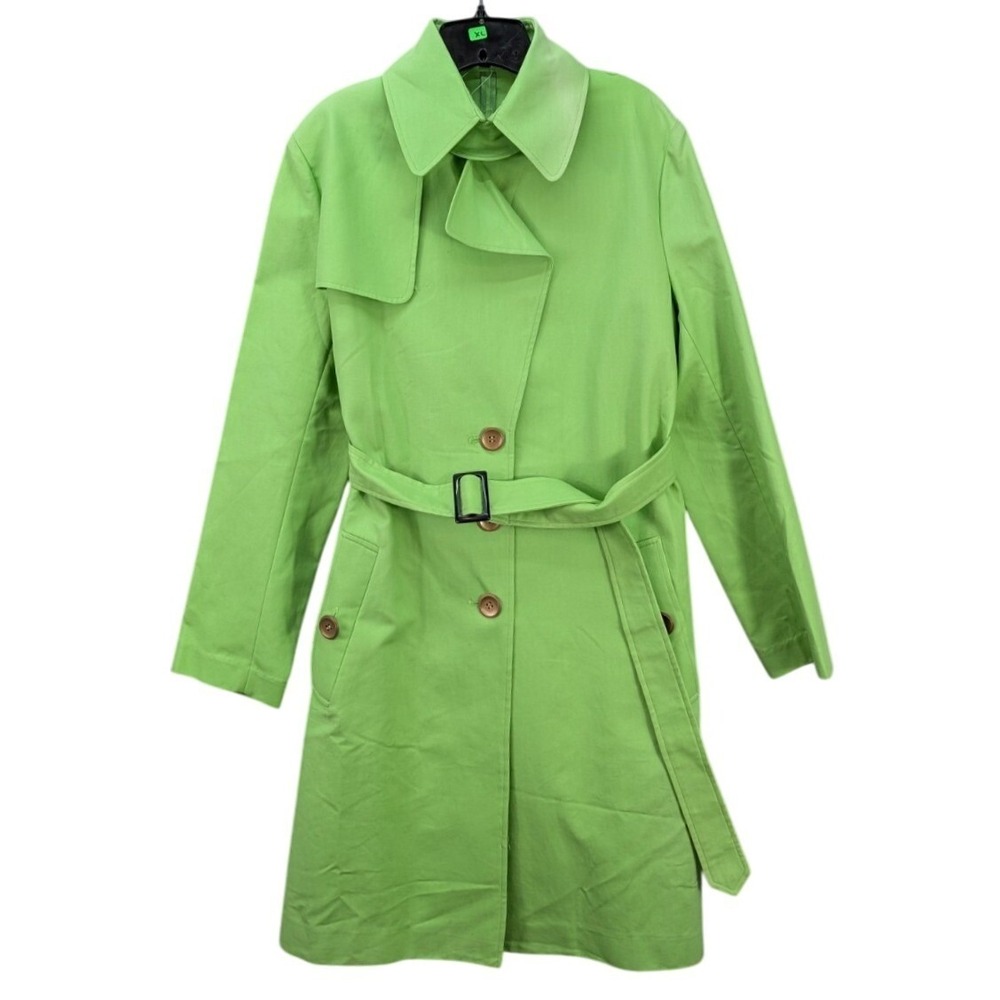 Vintage Seven City Women Belted Rain Trench Coat Old Money Pistachio Size XL NWT
